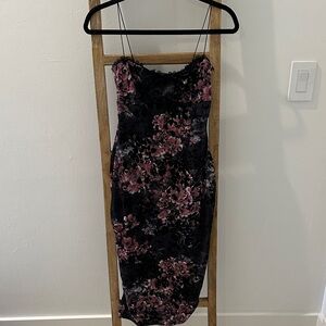 Windsor Black and Pink Floral Midi Dress